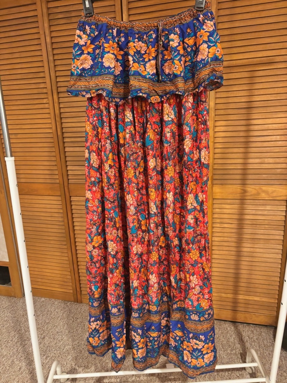 Whimsy Boho strapless dress sz L 100% cotton lightweight breathable feminine